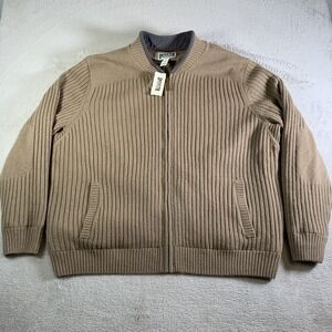 Duluth Trading Co Sweater Mens 3XL Beige Full Zip Windproof Shetland Wool NEW